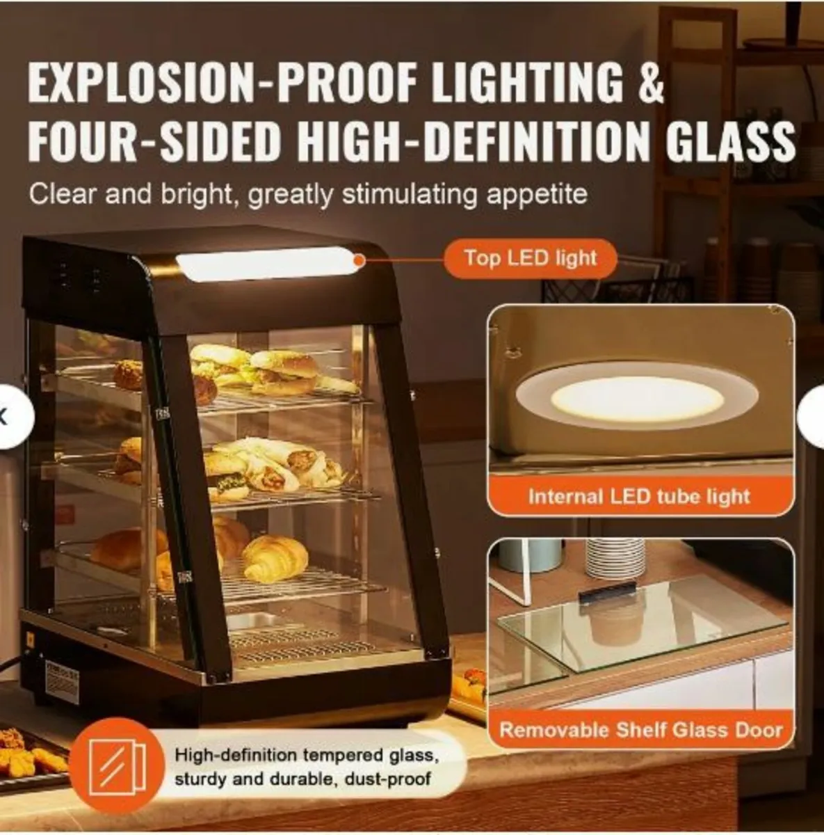 3-Tier Commercial Food Warmer Display, 1000W - Image 4