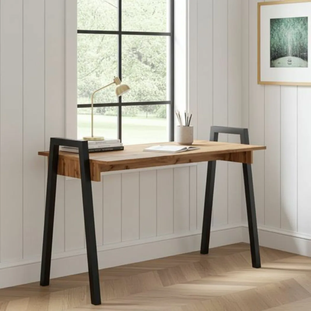 Adele Desk White Top with Black Powder Coated Legs - Image 2