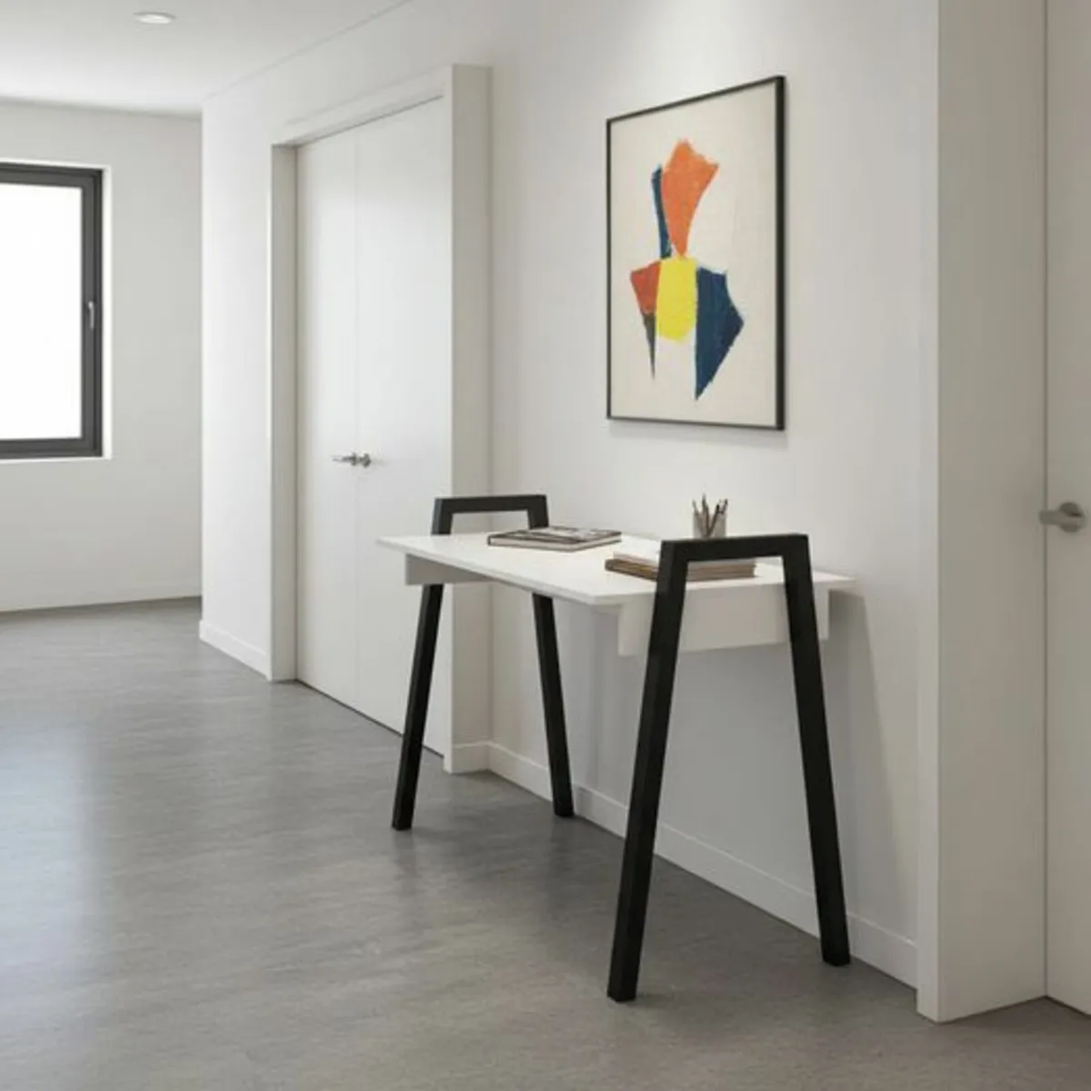 Adele Desk White Top with Black Powder Coated Legs - Image 3