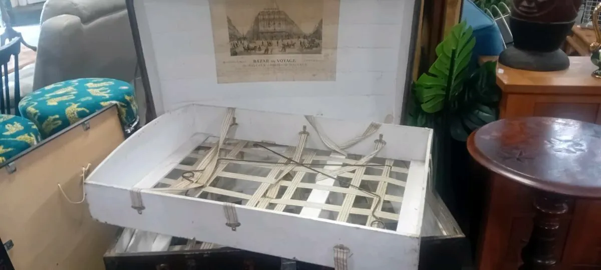 Antique French Fitted Dome Top Trunk - Image 2