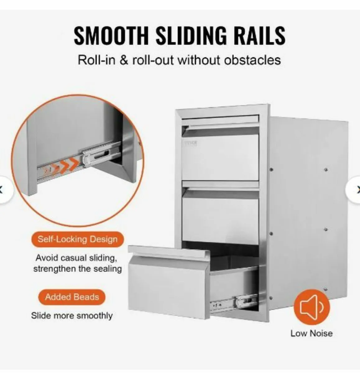 201 Stainless Steel Triple Access Drawer Outdoor - Image 3