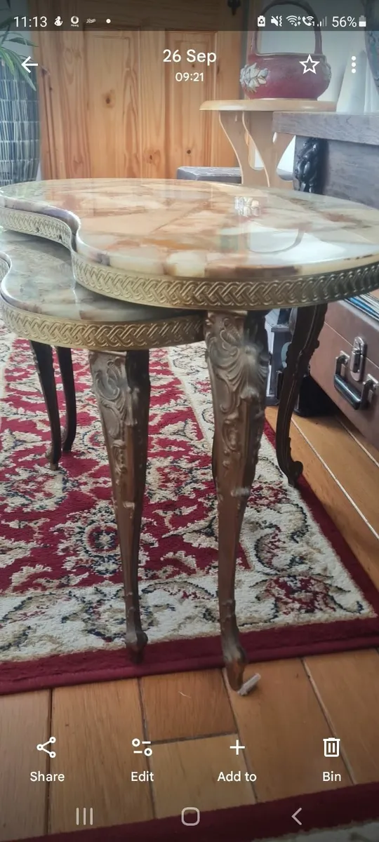 3 nest of marble tables - Image 2