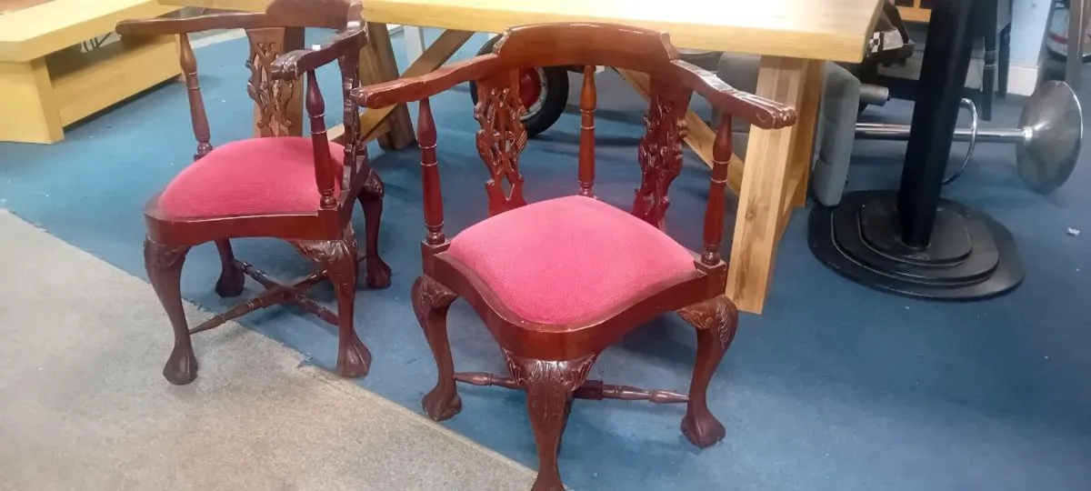Pair Of Decorative Mahogany Corner Chairs - Image 1