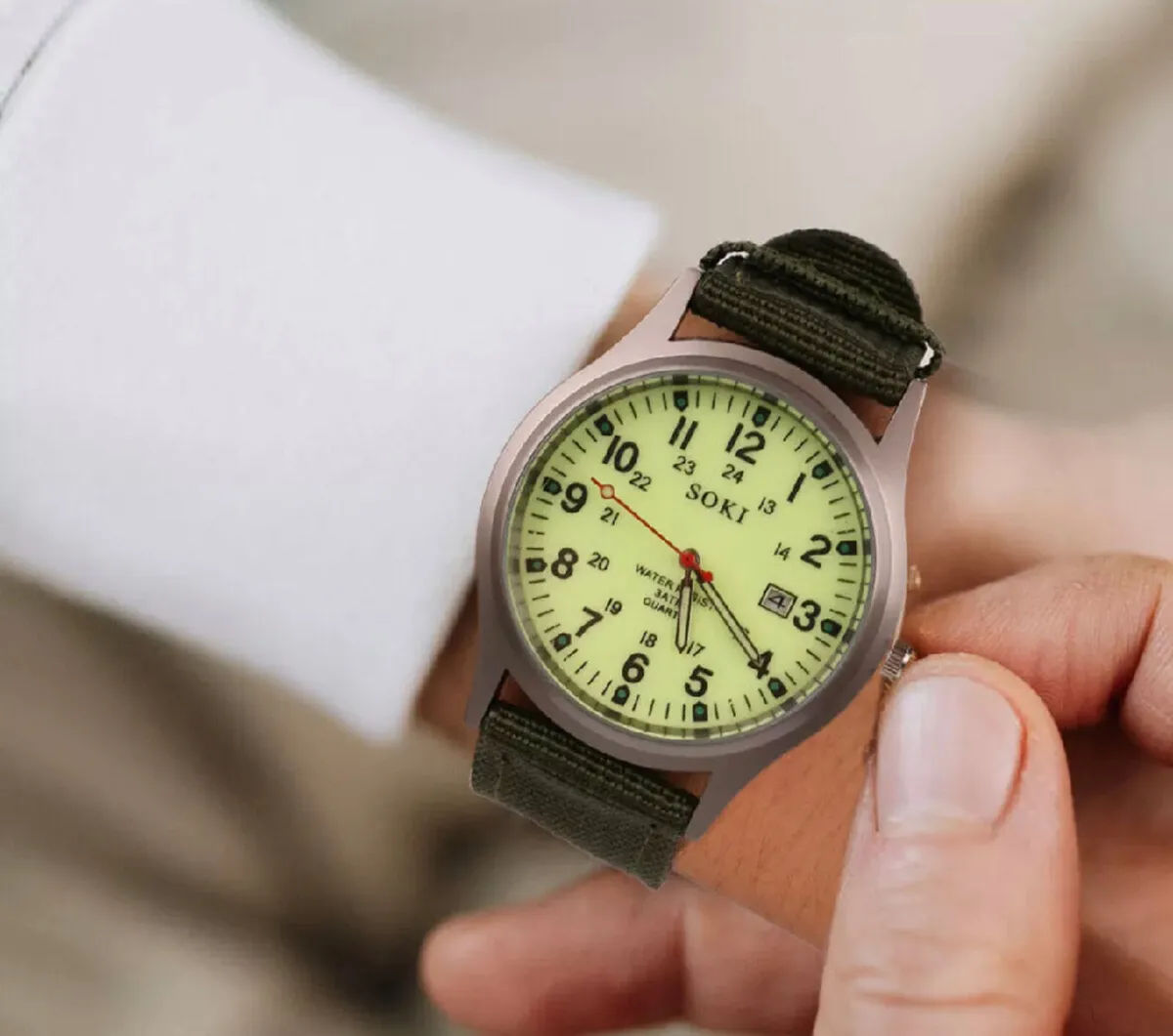 Army Mens Date Canvas Strap Quartz Wrist Watch - Image 2