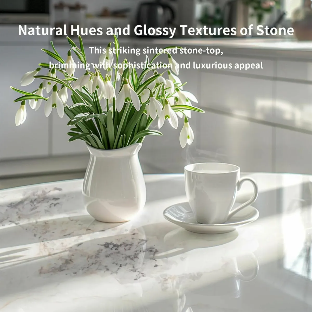 Kitchen Dining Table Marble Round 76cm Cold - Image 4