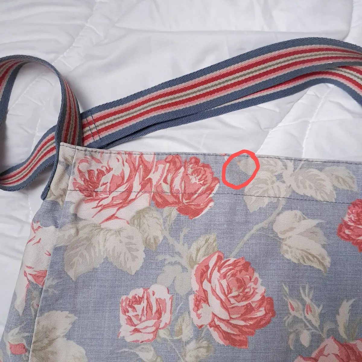 Cath Kidston Blue Pink Floral Fabric Crossbody Bag - Image 4