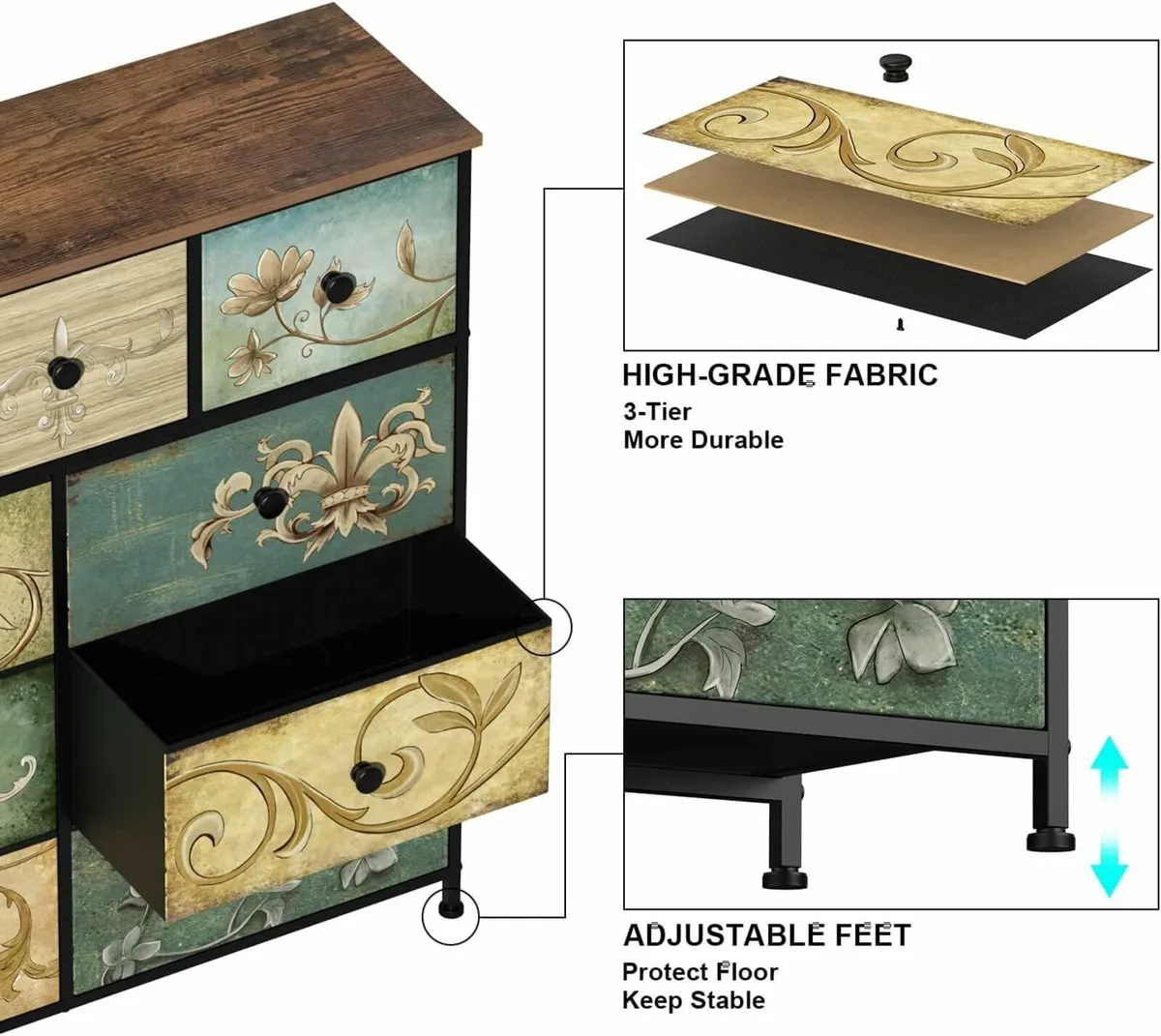 Dresser with Drawer for Bedroom with 9 Fabric - Image 3