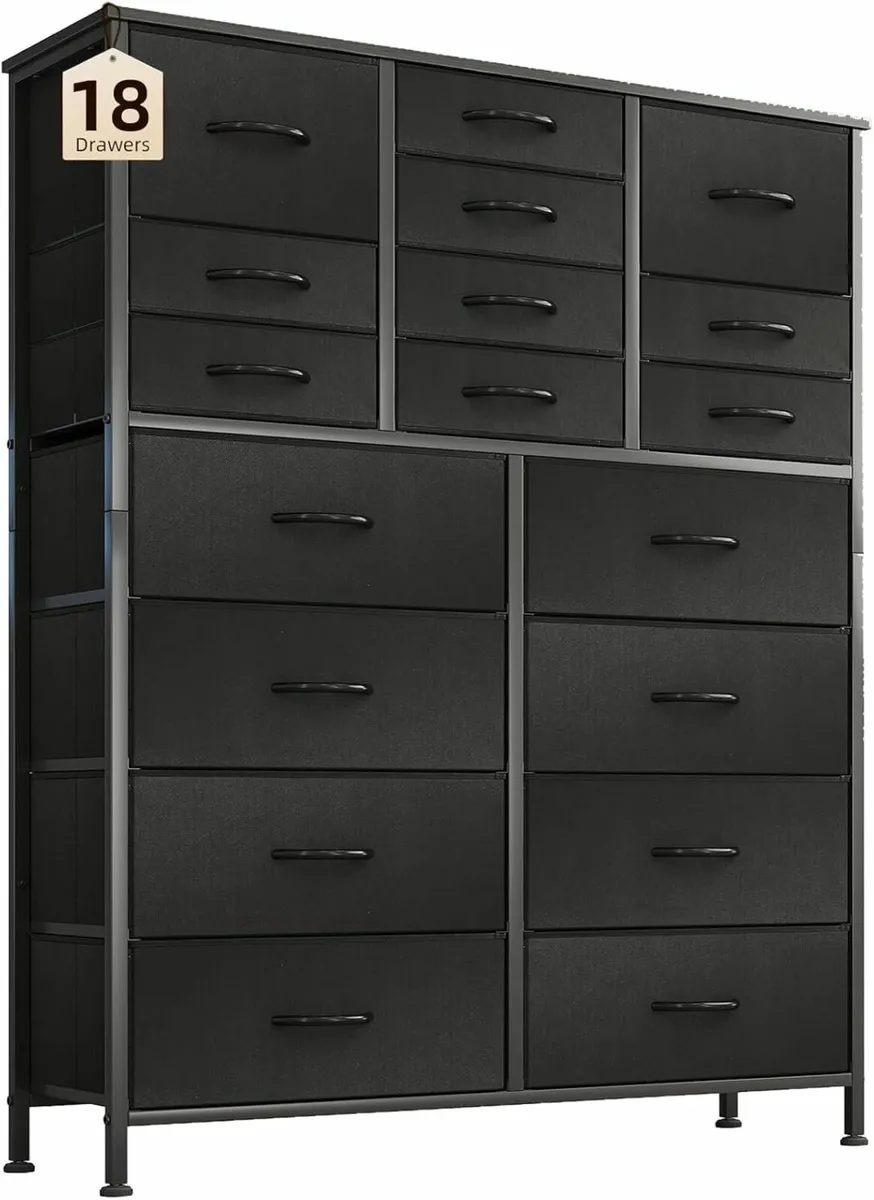 Chest of Drawers 18 Drawers Bedroom Storage black - Image 3