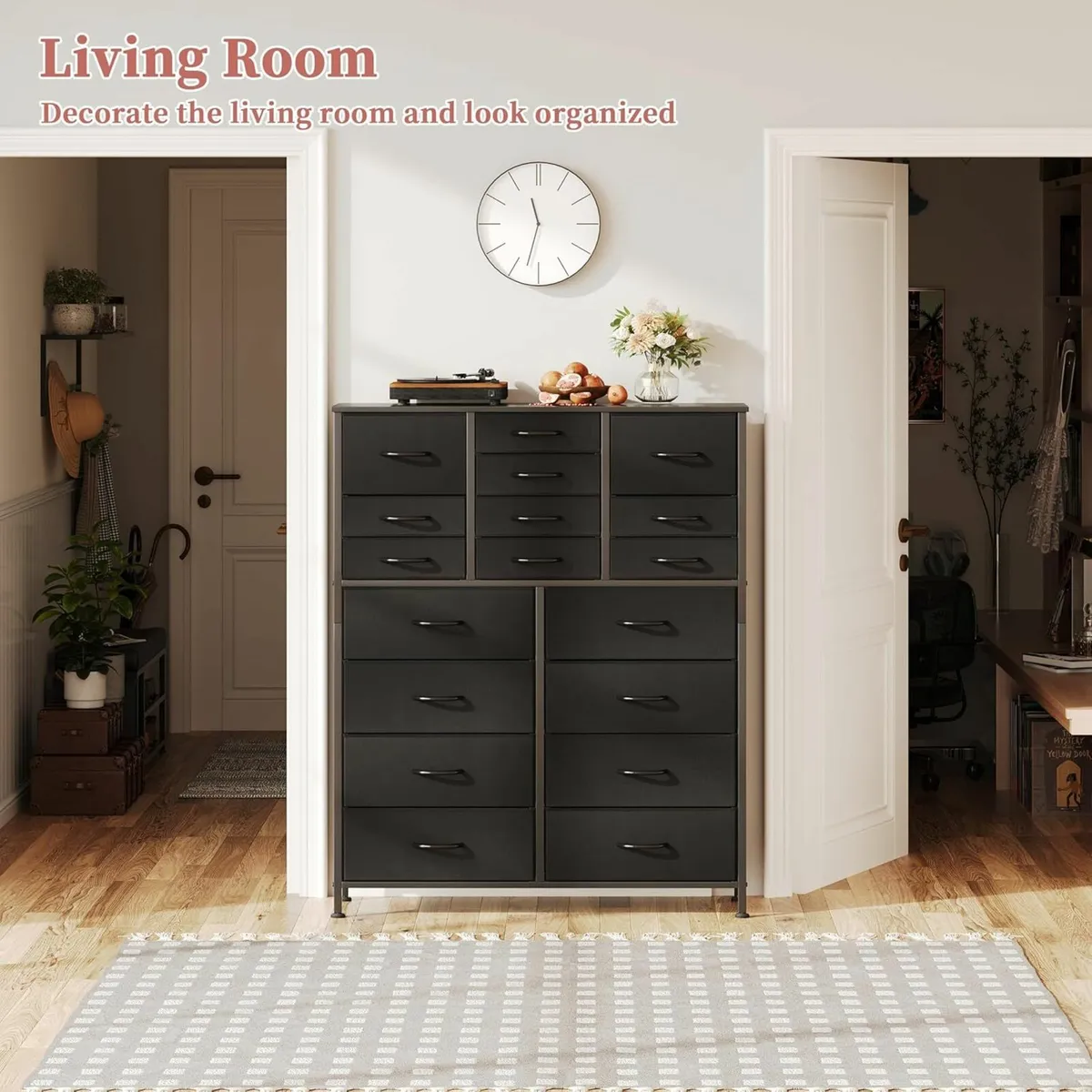 Chest of Drawers 18 Drawers Bedroom Storage black - Image 2