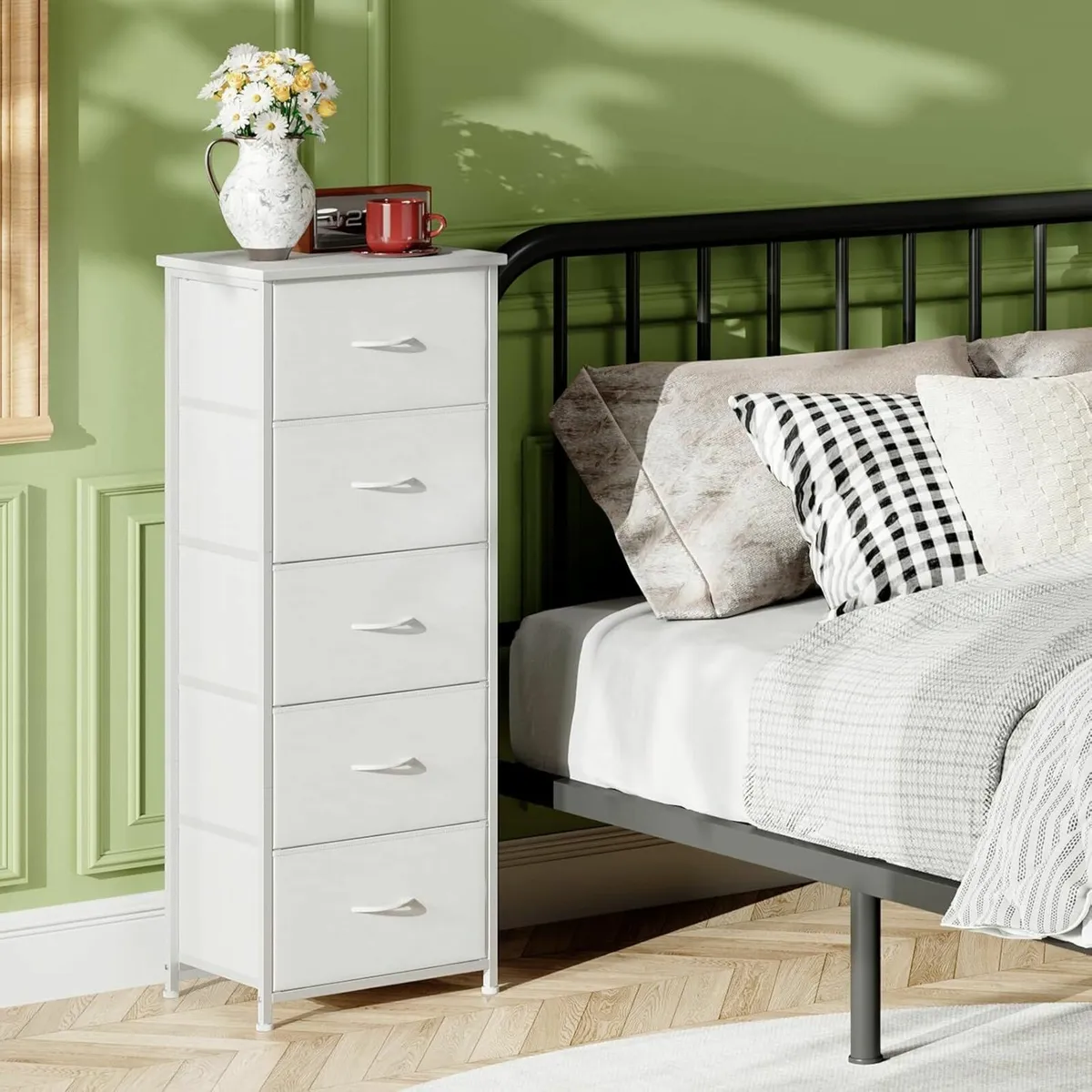 Tall Chest of Drawers Bedroom 5 Drawers Storage - Image 1