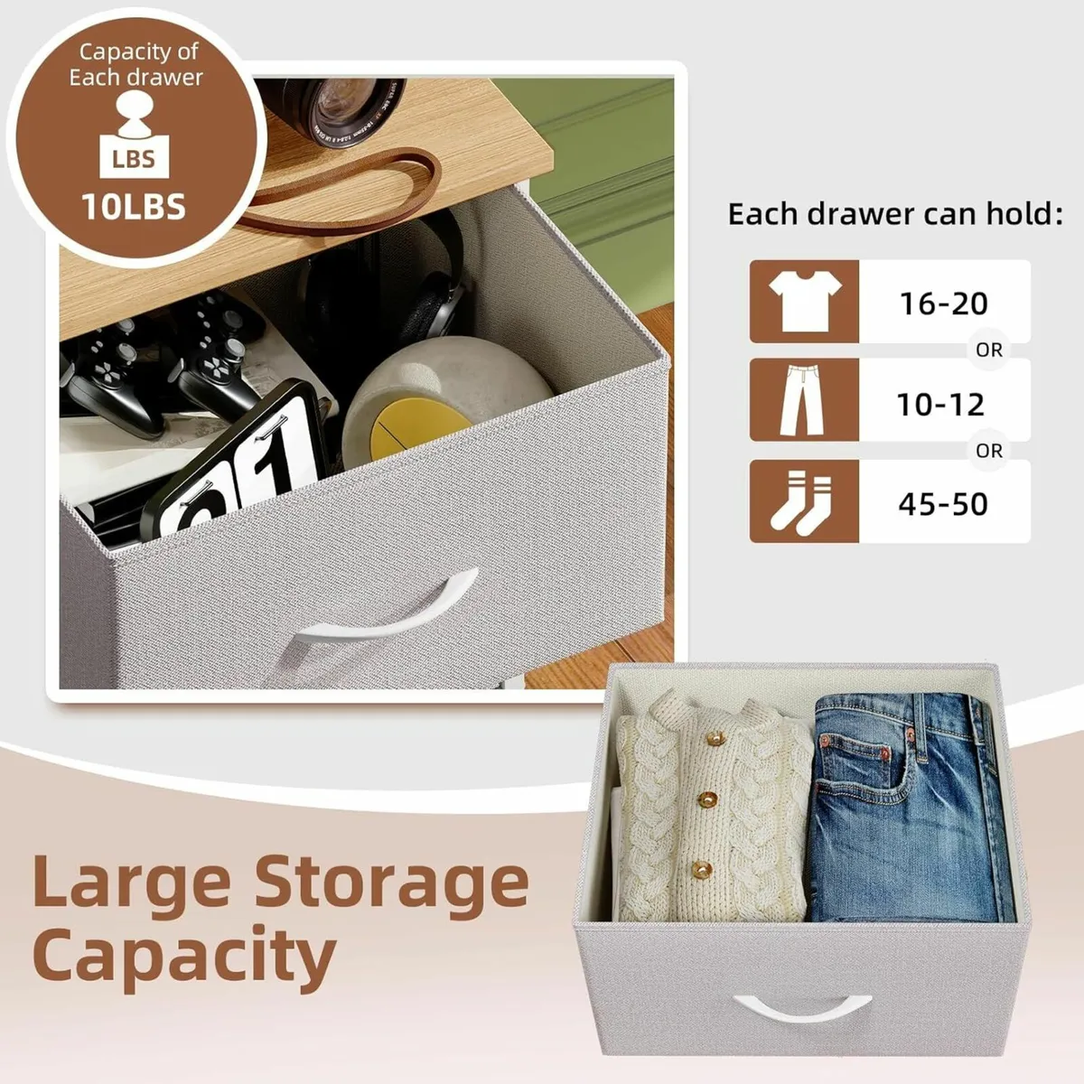 Tall Chest of Drawers Bedroom 5 Drawers, Storage - Image 4