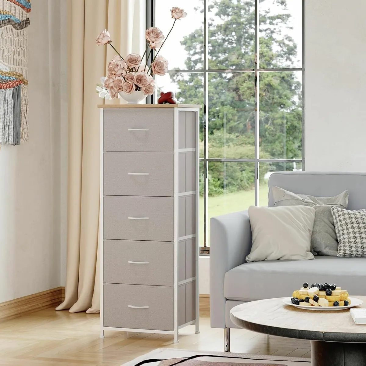 Tall Chest of Drawers Bedroom 5 Drawers, Storage - Image 1