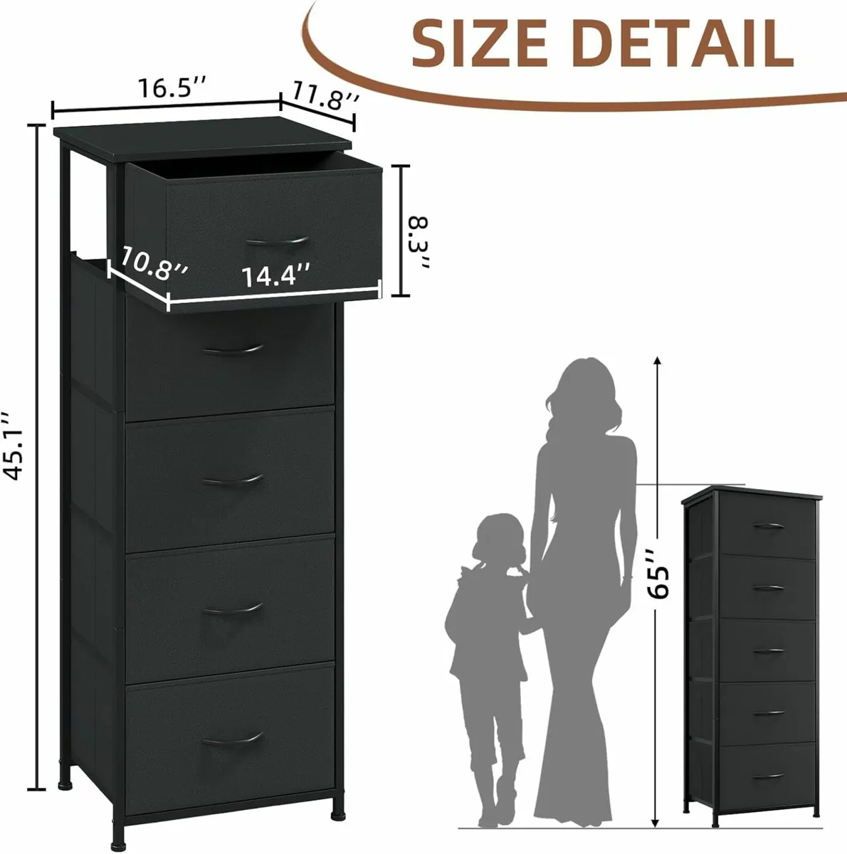 Chest of Drawers for Bedroom 5 Drawers, Storage - Image 2