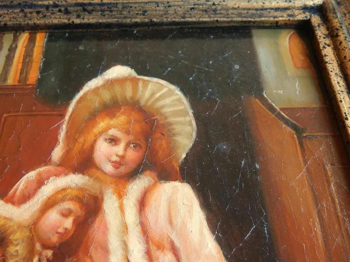 Oleograph Style Print in Ornate Wood Frame - Image 3