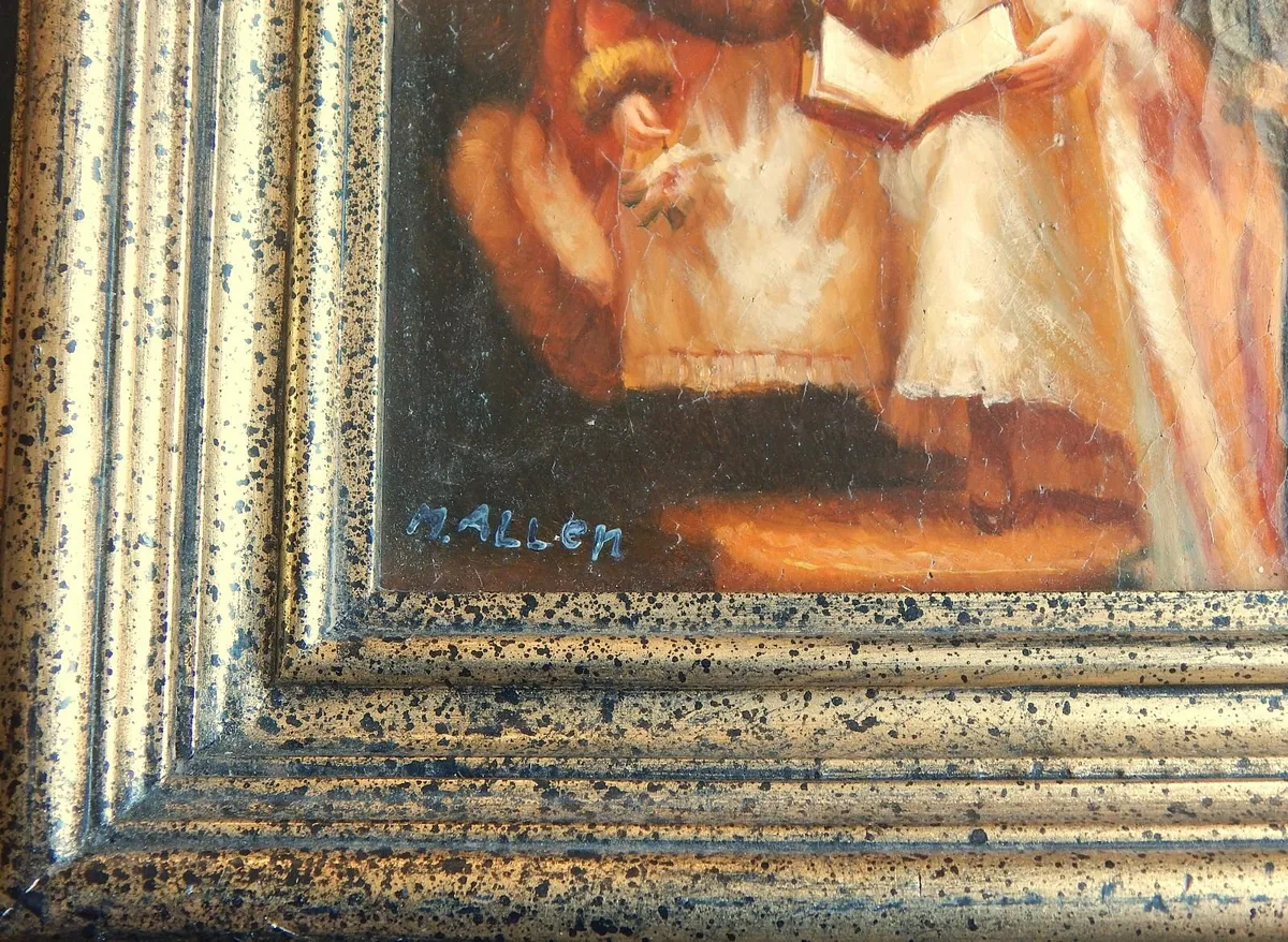 Oleograph Style Print in Ornate Wood Frame - Image 4