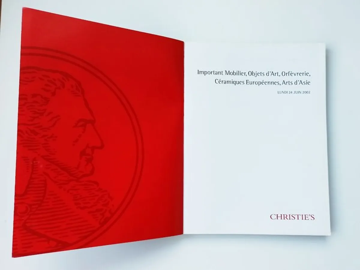 Christie's Paris auction sales room catalog "Important Mobilier, Objects, d'Art Orfevrerie, Ceramiques Europeennes et Arts d'Asie" 24th June 2002 - Image 2