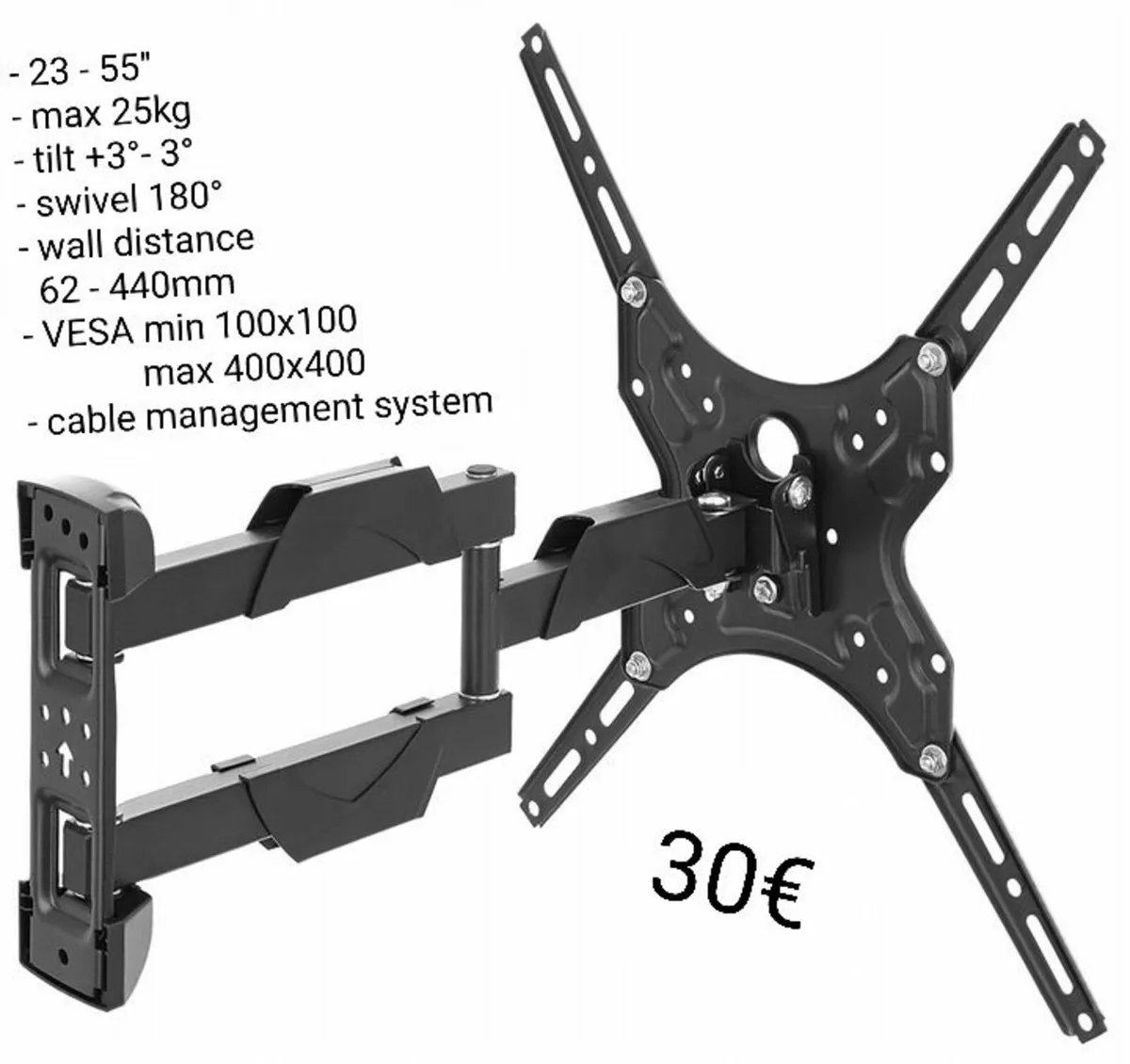 TV Wall Mount Bracket Tilt Swivel 23" - 55" - Image 1