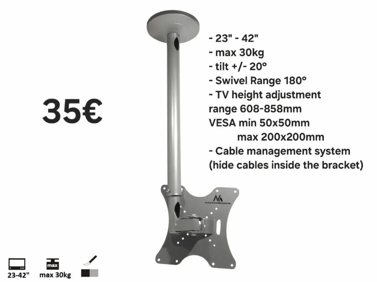 Tv Ceiling Mount Bracket Swivel Tilt 23"-42" - Image 1