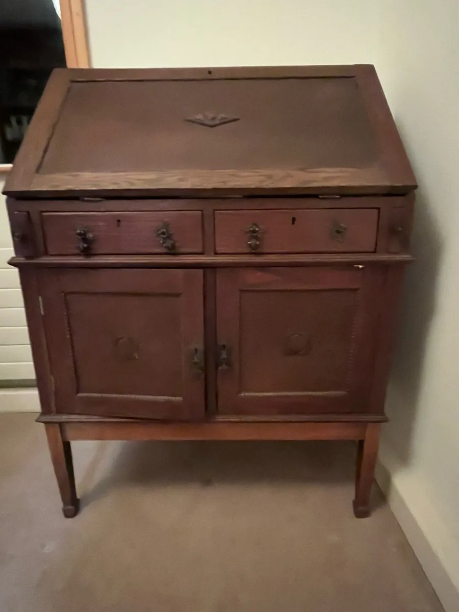 Antique oak writing desk - Image 1
