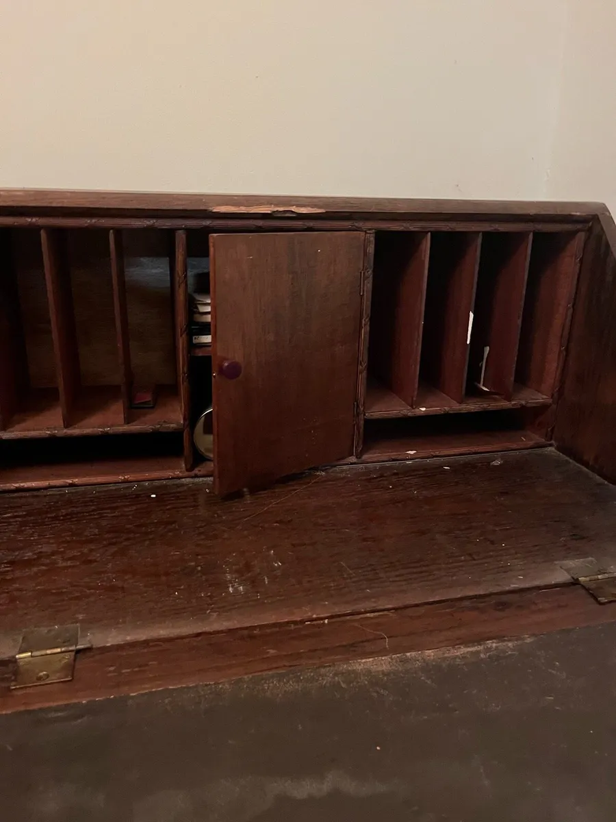Antique oak writing desk - Image 4