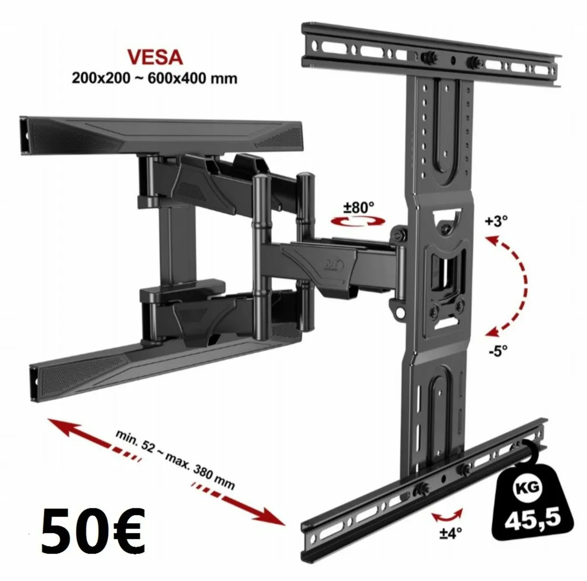TV Mount Bracket Tilt Swivel Full Motion 45-75" - Image 1