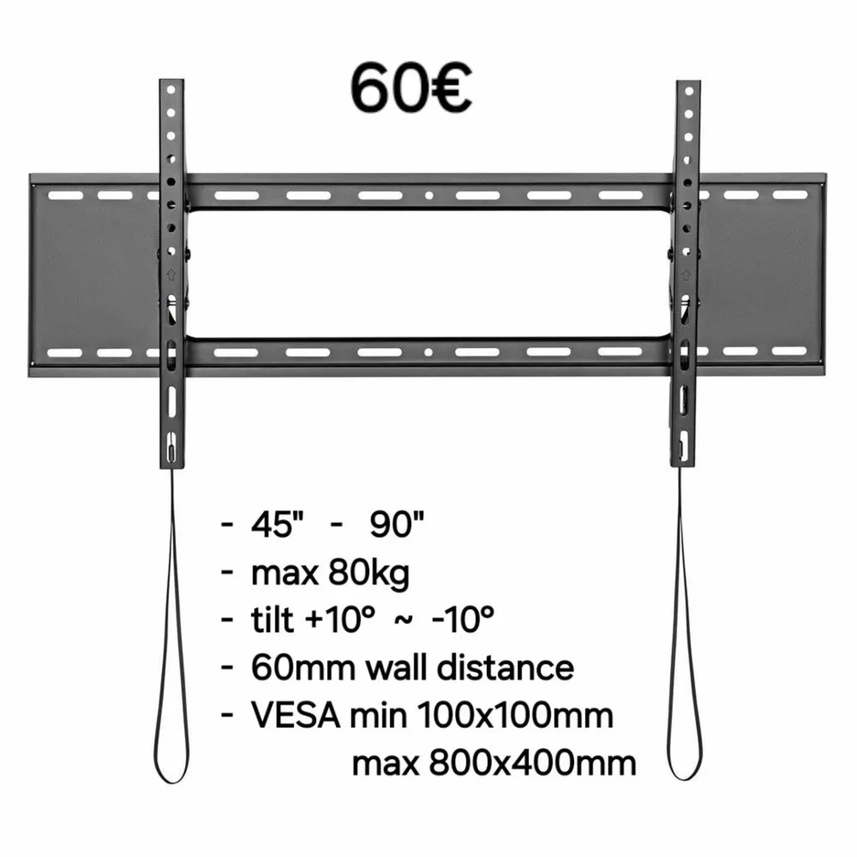 Tv Wall Mount Bracket Flat Tilt 45-90" - Image 1