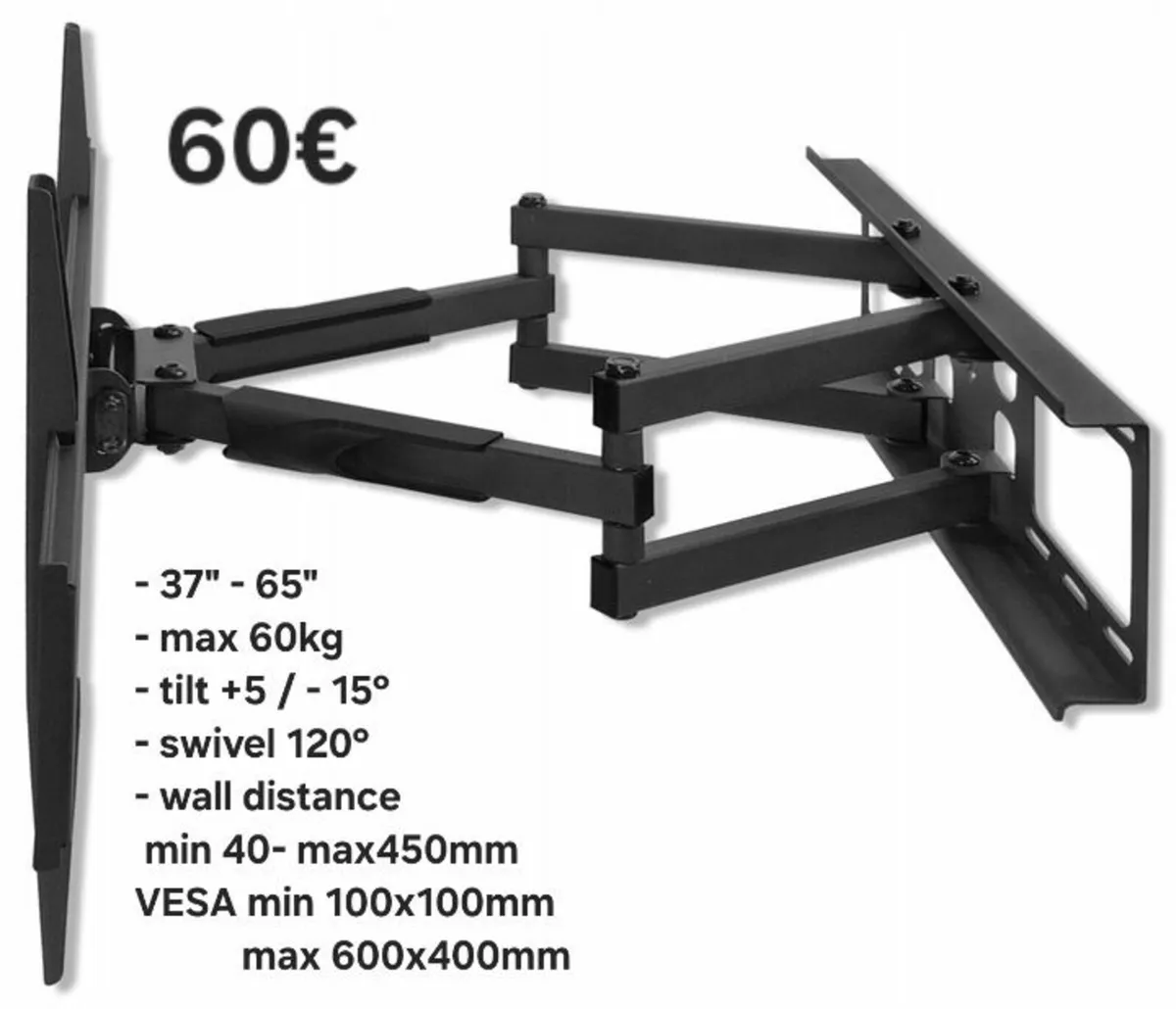 Tv Wall Bracket Tilt Swivel Full Motion 37-65" - Image 1