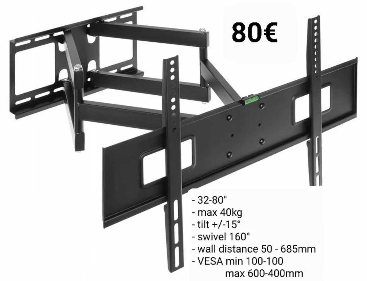 Tv Wall Bracket Tilt Swivel Long Arm 32"- 80" - Image 1