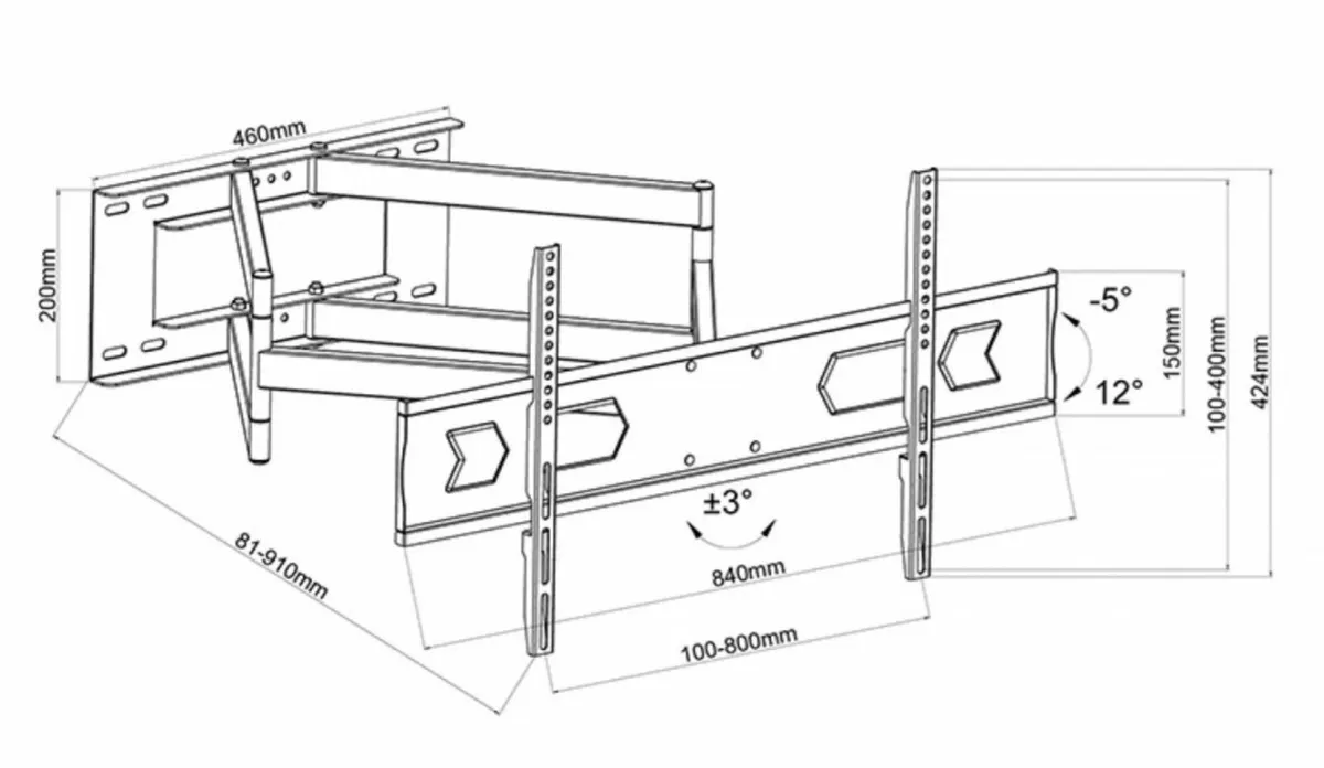 TV Wall Bracket Tilt Swivel Long Arm 32-80" - Image 3
