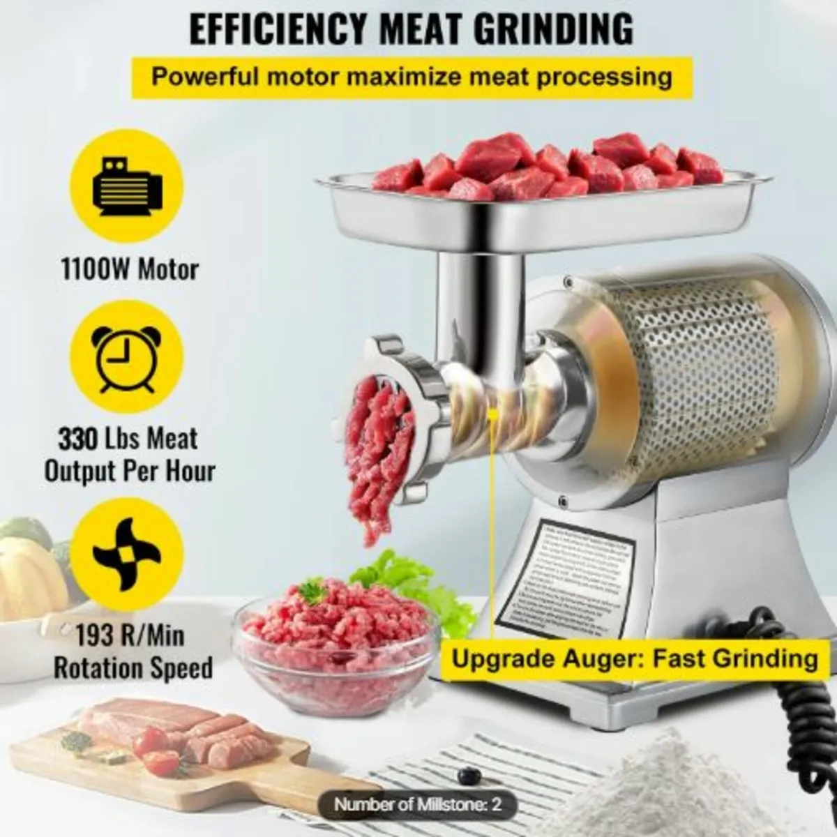8500W Commercial Stainless Steel 204.1 kg Meat - Image 3