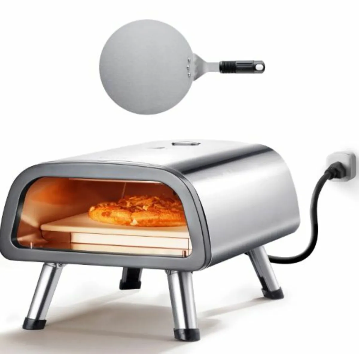 12" Electric Pizza Oven Countertop,Stainless Steel - Image 1