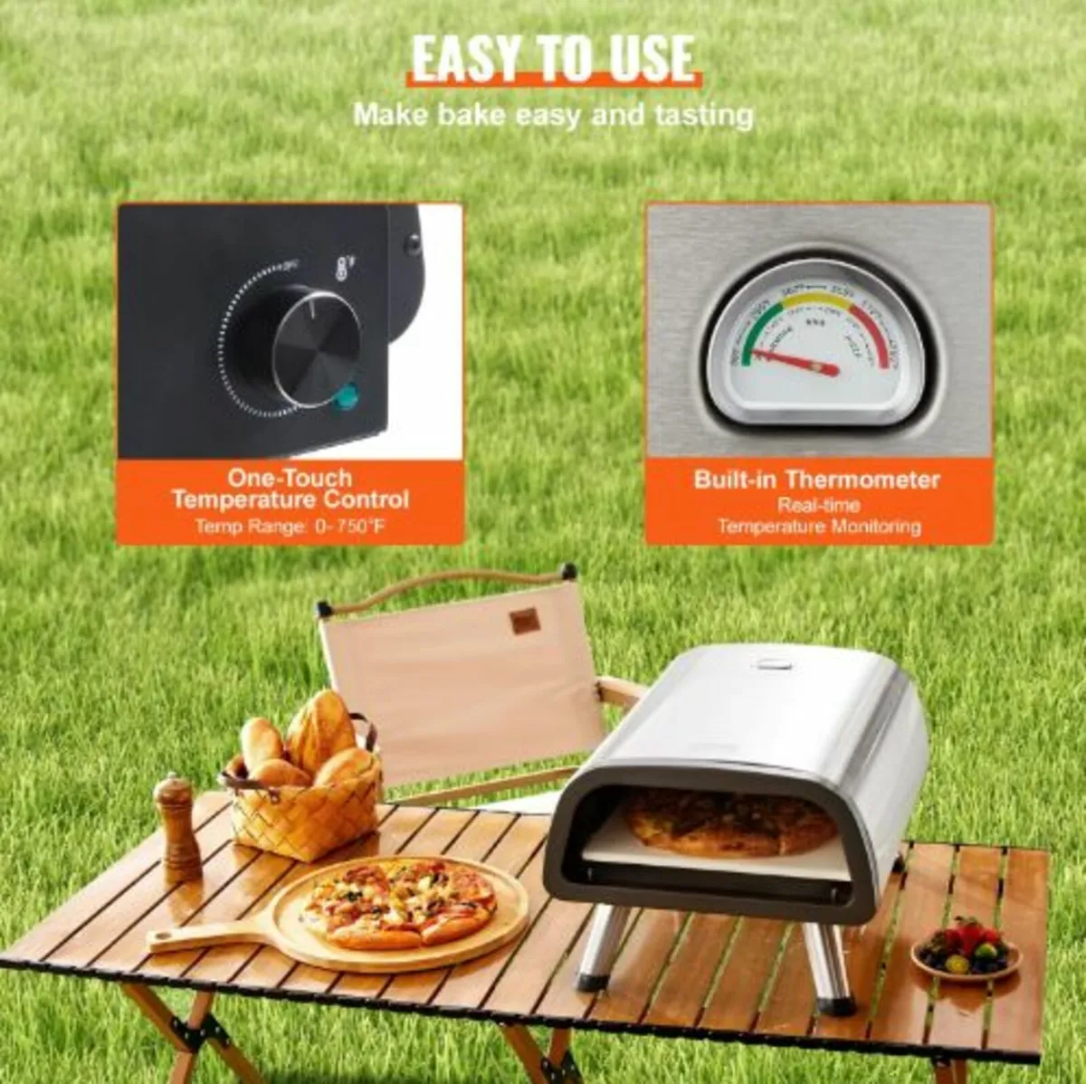 12" Electric Pizza Oven Countertop,Stainless Steel - Image 4