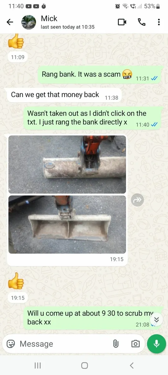 Grading bucket for 3 tonne excavator