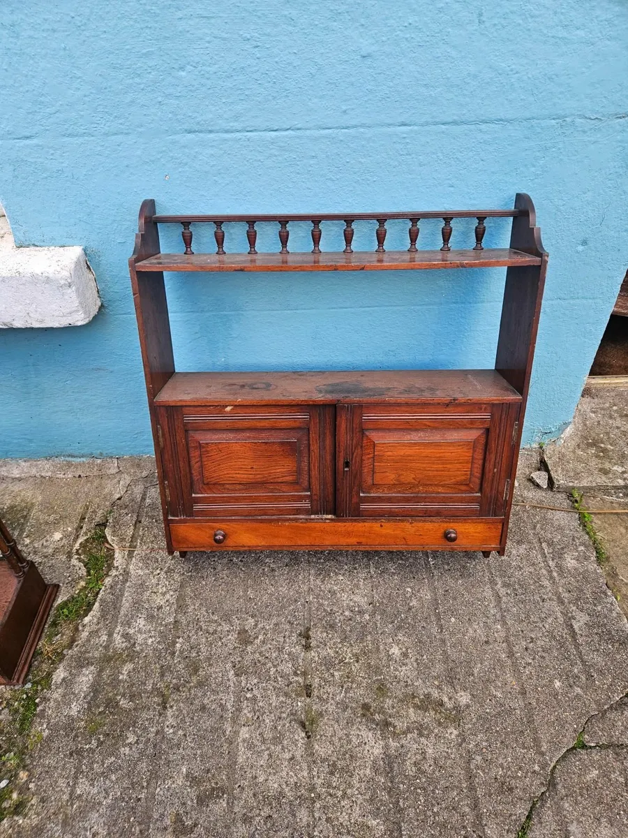 Vintage Antique Edwardian Wallnut Hanging Cabinet - Image 2