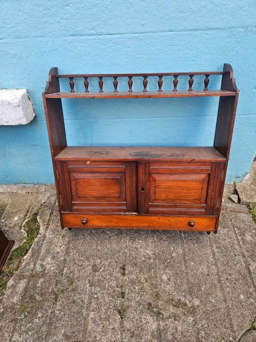 Vintage Antique Edwardian Wallnut Hanging Cabinet - Image 3