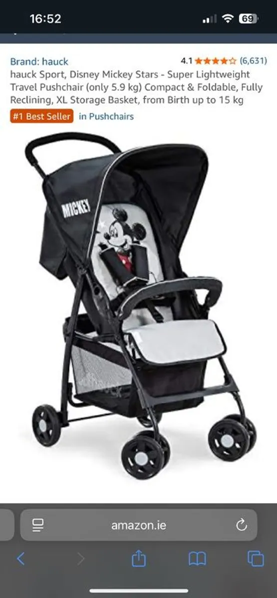 Unused Disney Hauck stroller with rain cover - D18 - Image 2