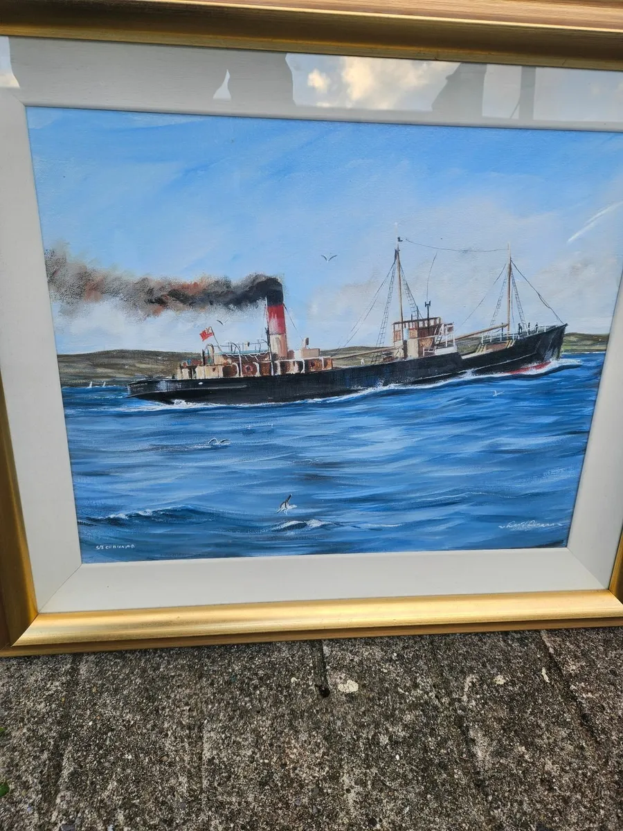 Picture Oil on Canvas Coal Boat David Donnan - Image 2