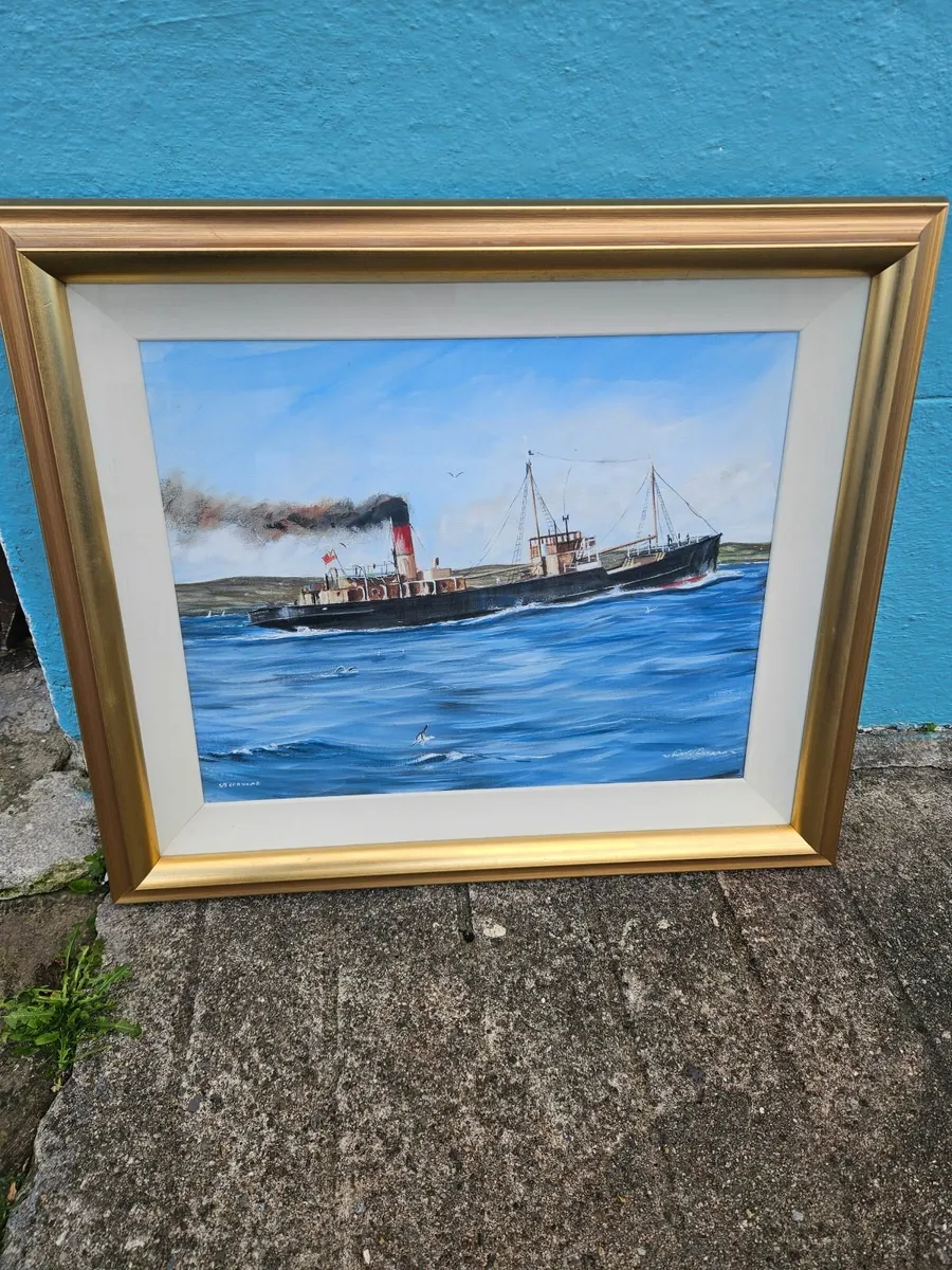 Picture Oil on Canvas Coal Boat David Donnan - Image 3