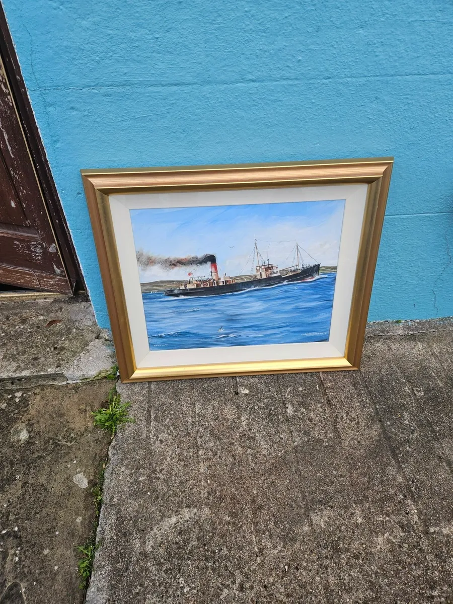 Picture Oil on Canvas Coal Boat David Donnan - Image 4