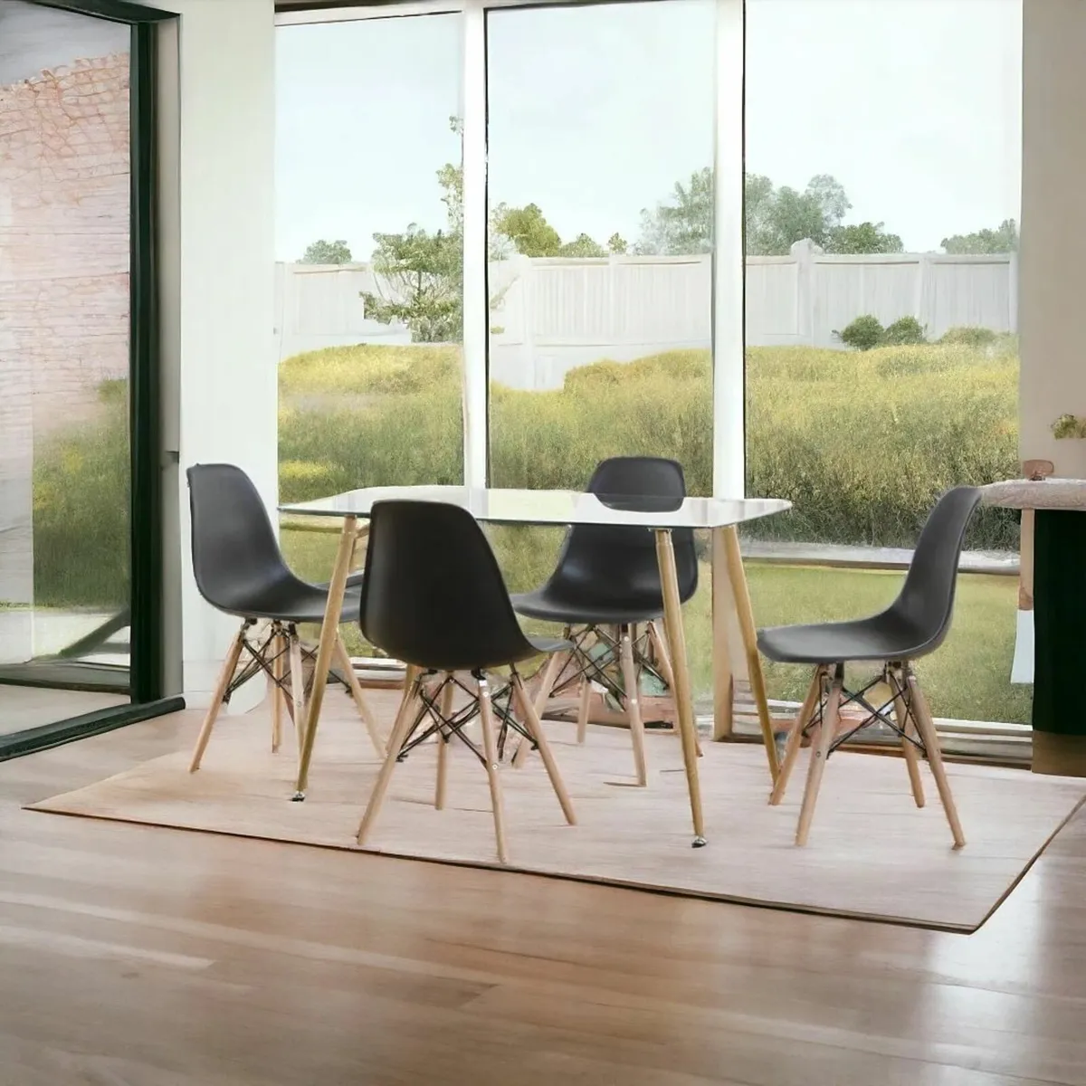 Nordic Dining Set 4 chairs Black . 🎄Perfect Gift - Image 1