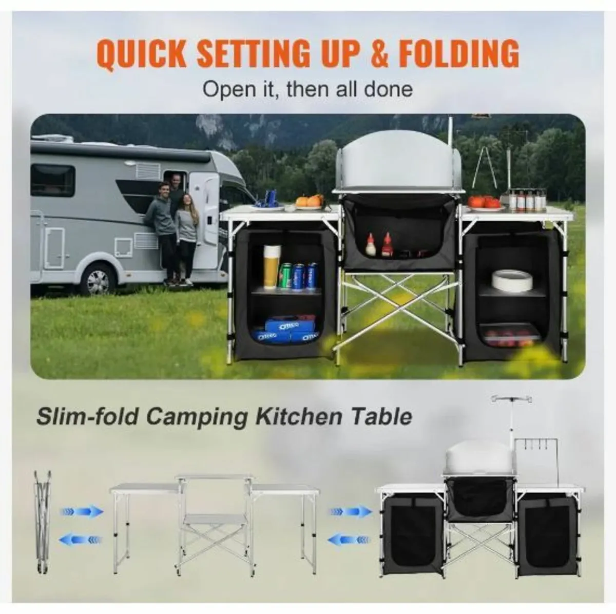 Camping Kitchen Table, Folding Outdoor - Image 3