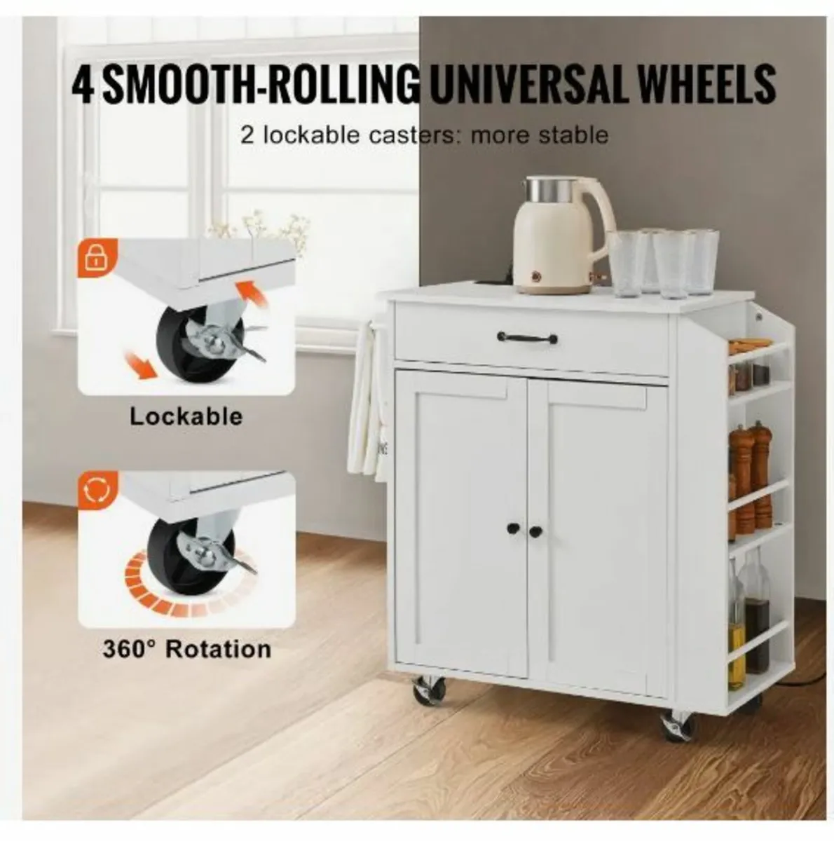 Kitchen Island Cart, 32" Mobile Carts - Image 3