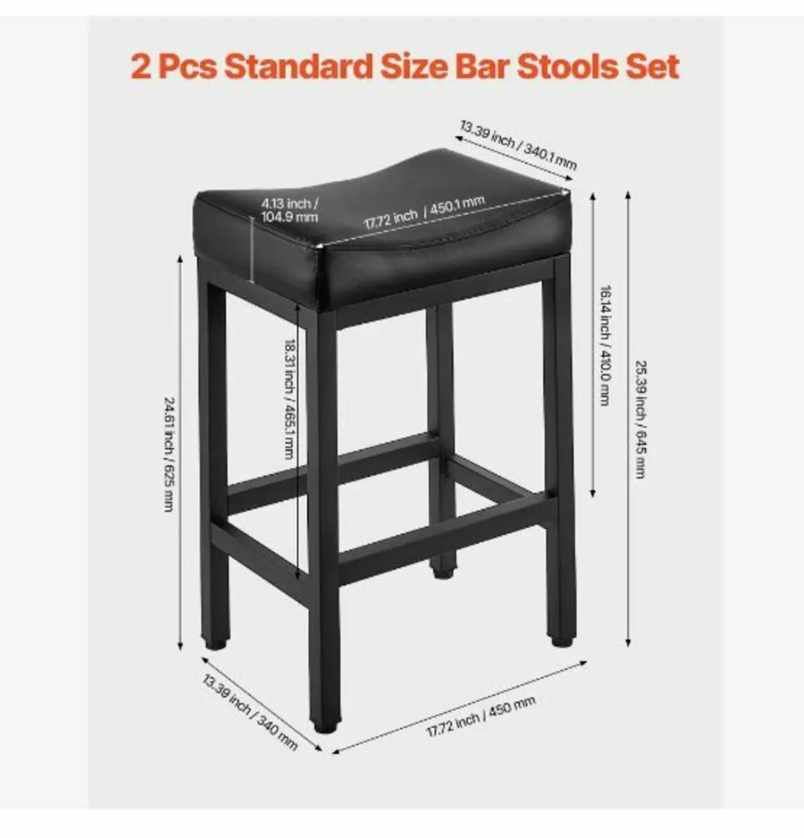 Stool Set of 2, PU Leather Counter - Image 3