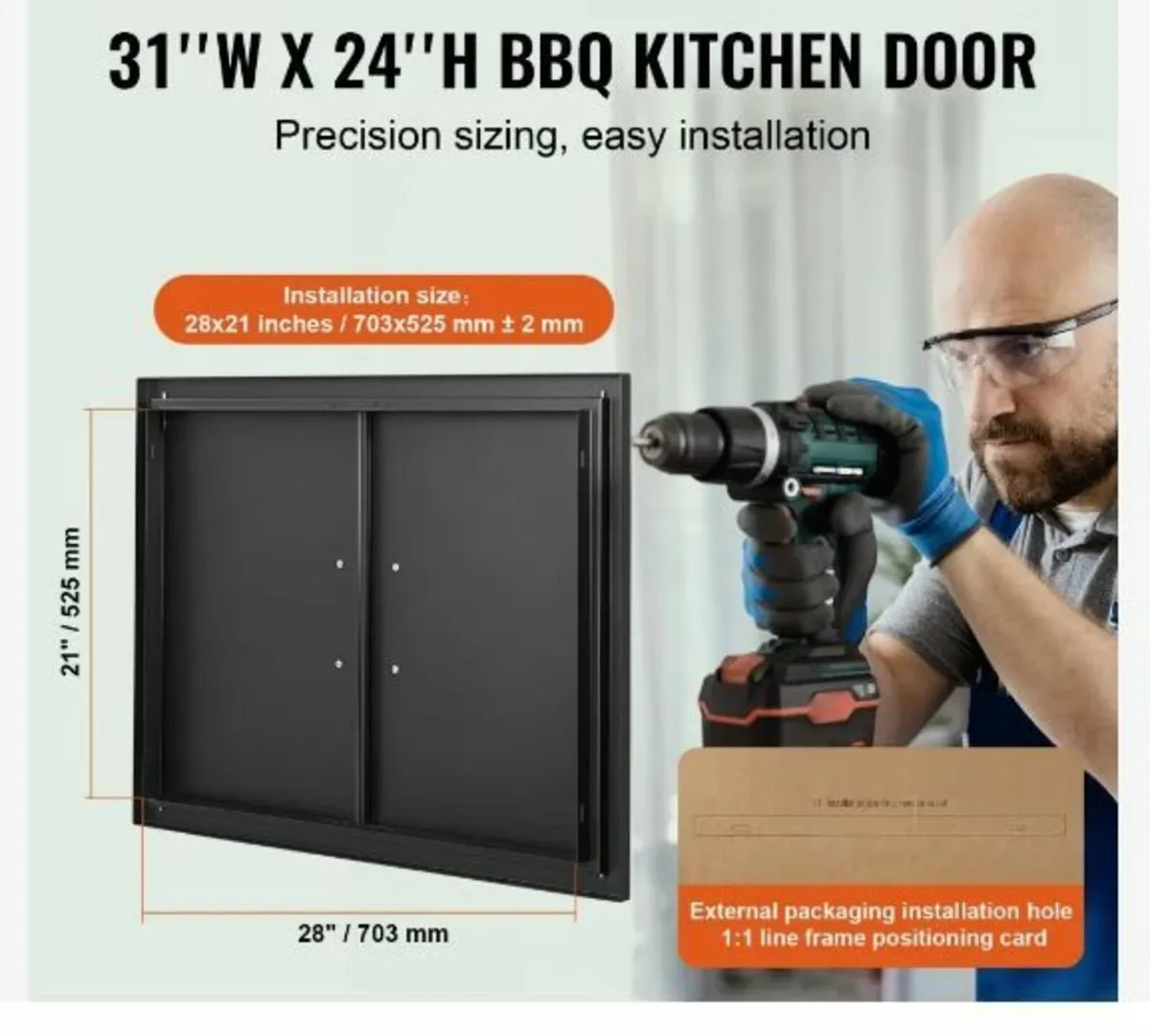 BBQ Access Door, 788x610 mm Double Outdoor - Image 3