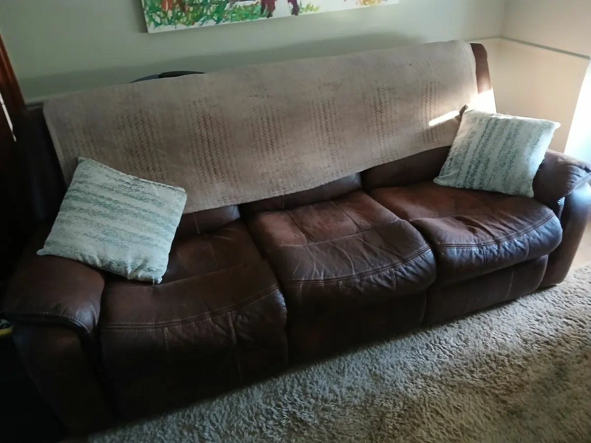 Manual recliner 3 seater couch and arm chair in ne - Image 3