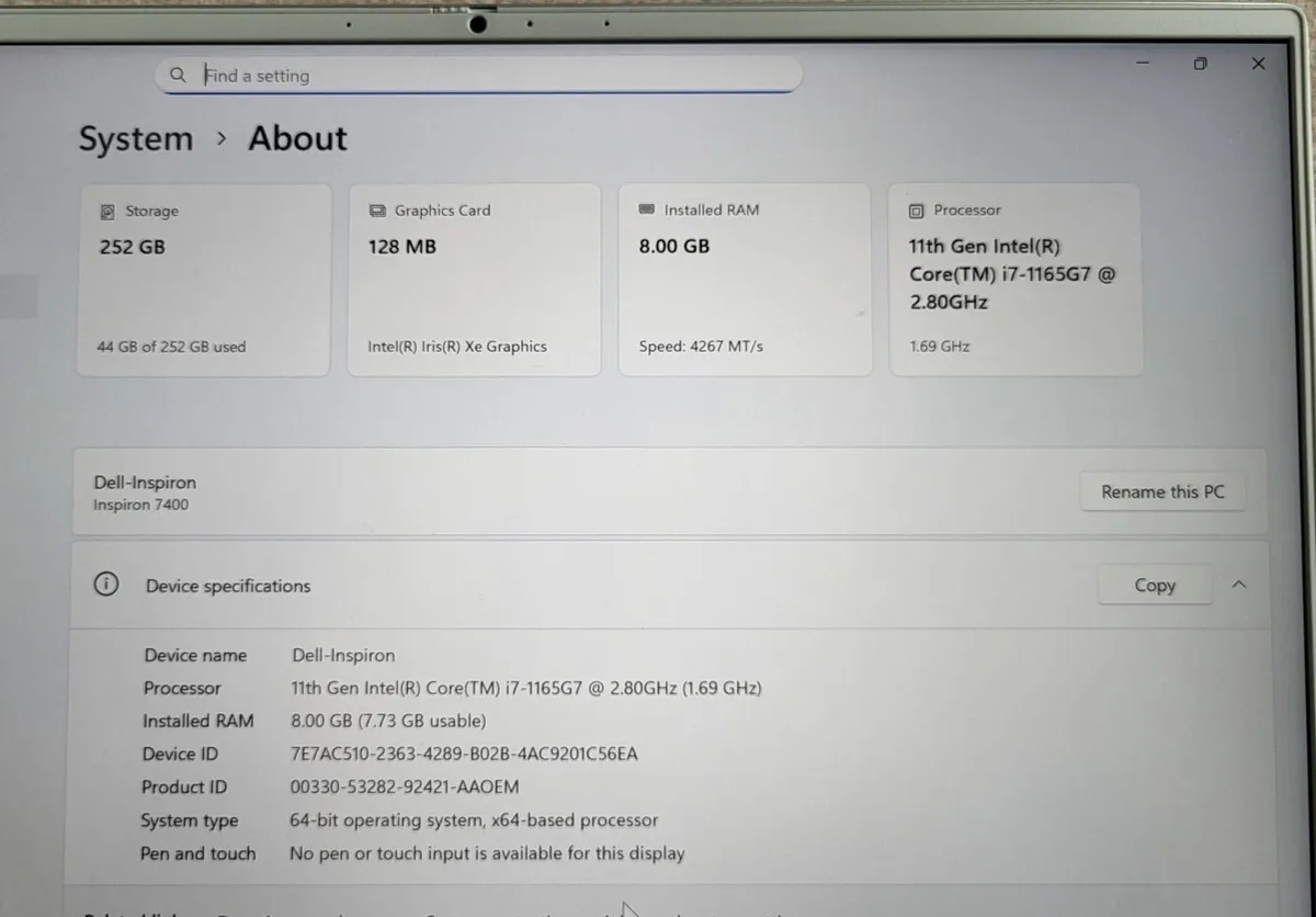 Dell Inspiron 7400 Laptop - Image 4