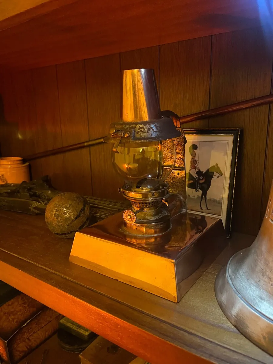 Antique Sherwood’s Bham Birmingham Copper Oil Lamp - Image 1