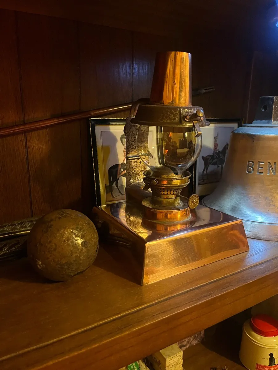 Antique Sherwood’s Bham Birmingham Copper Oil Lamp - Image 2