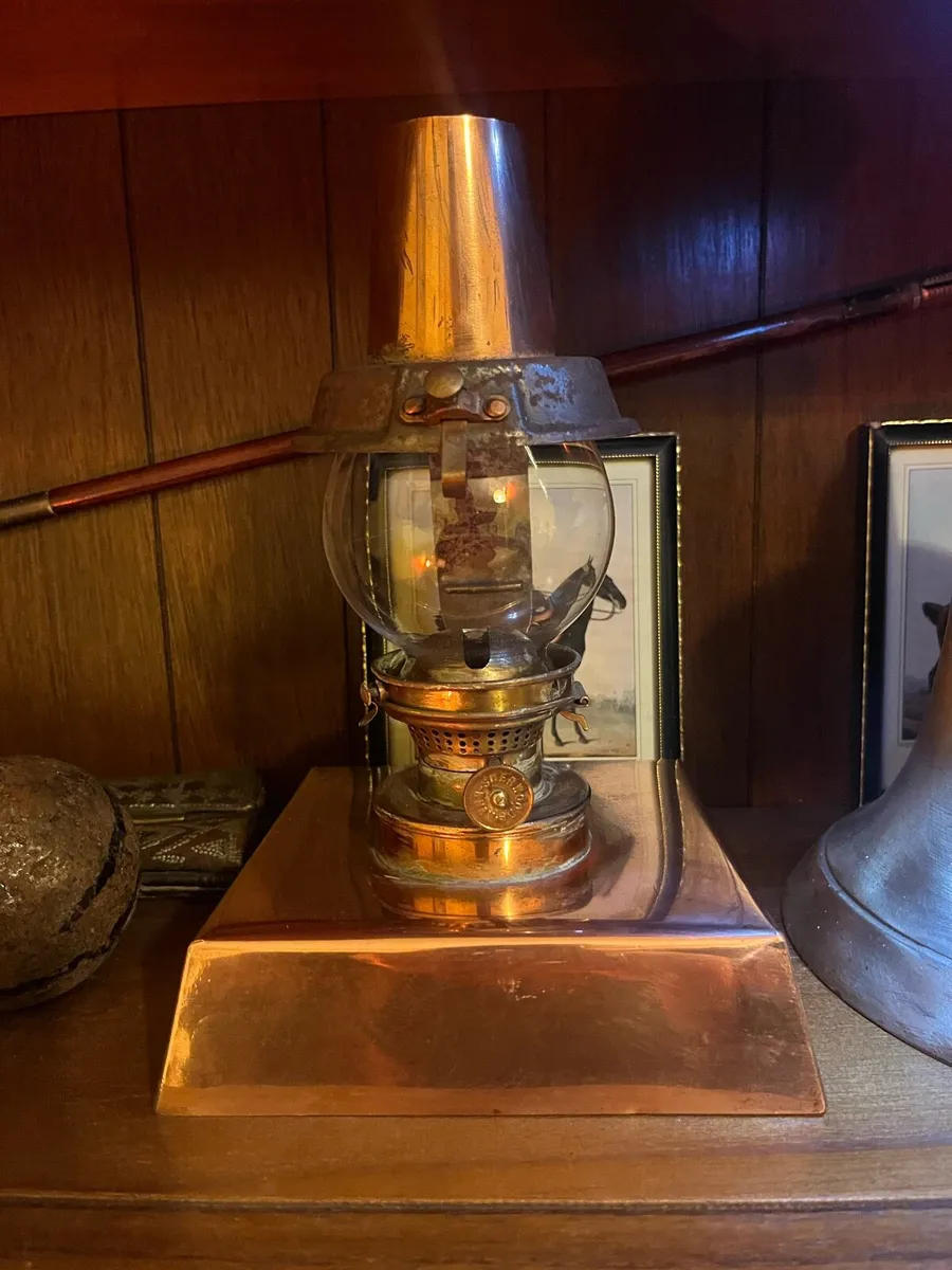 Antique Sherwood’s Bham Birmingham Copper Oil Lamp - Image 3