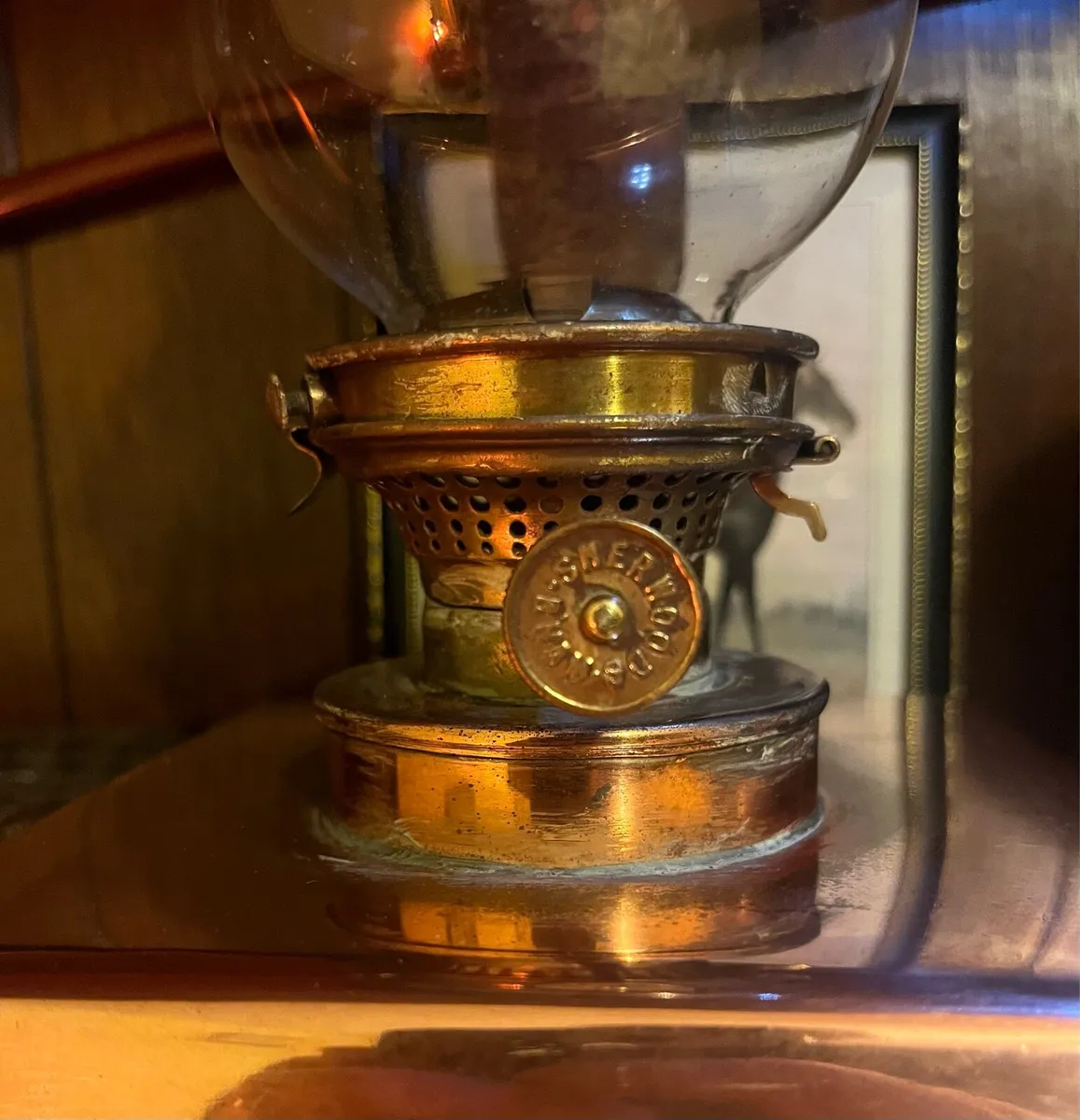Antique Sherwood’s Bham Birmingham Copper Oil Lamp - Image 4
